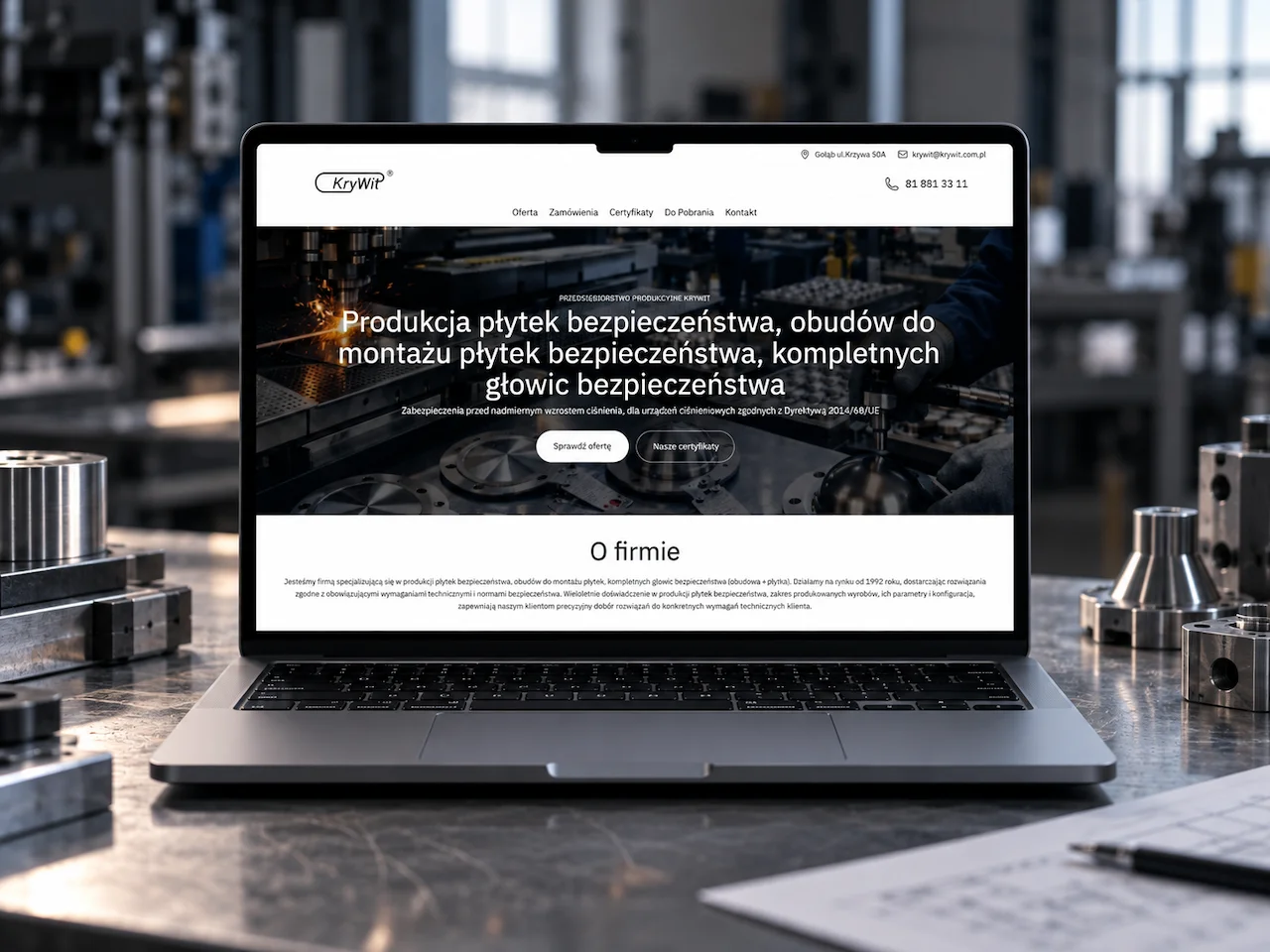 Strona firmowa KRYWIT z wygodnym zarządzaniem produktami